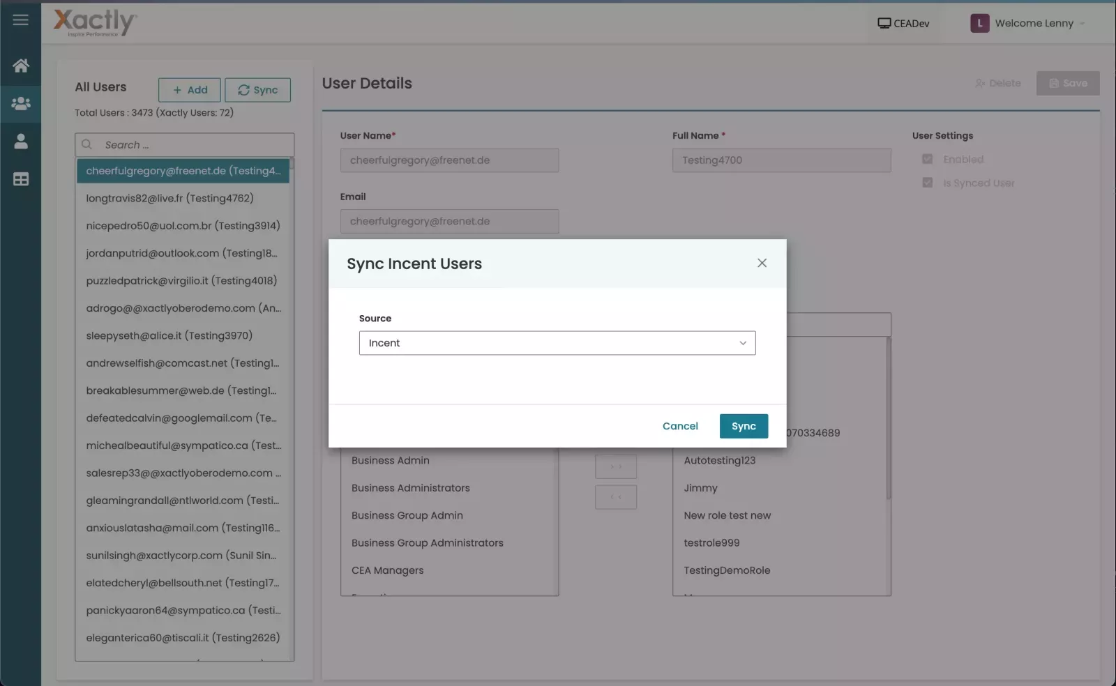 Screenshot of Operational Sales Management integrating with Xactly Incent® 