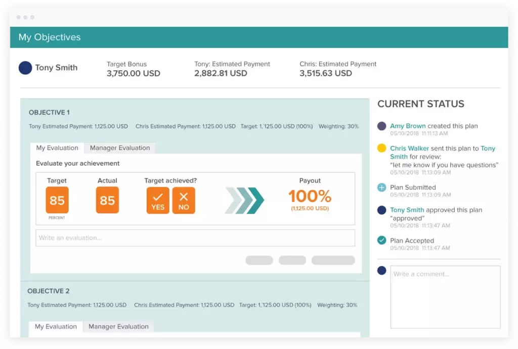 Xactly Objectives Dashboard