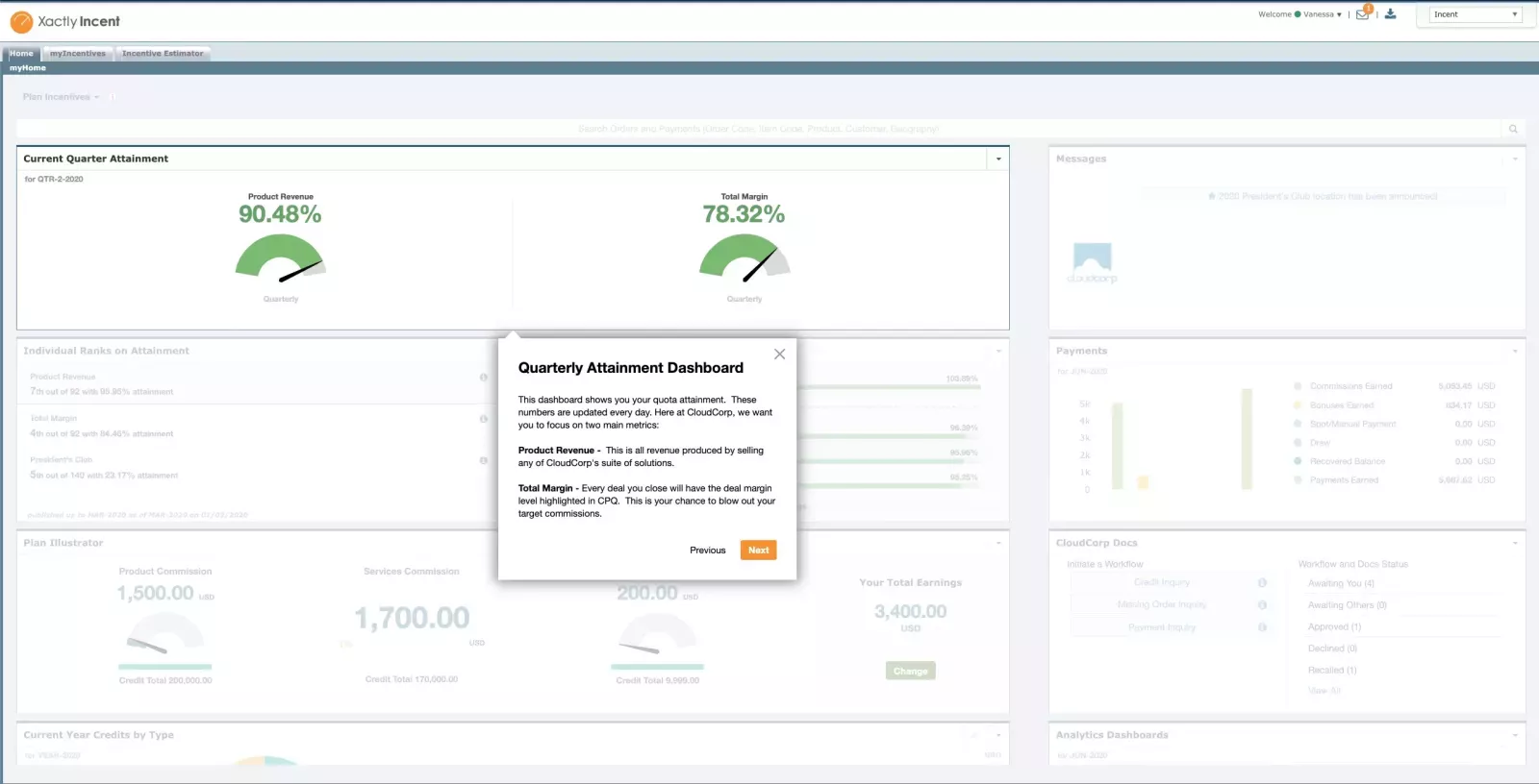 Xactly Show Me Dashboard