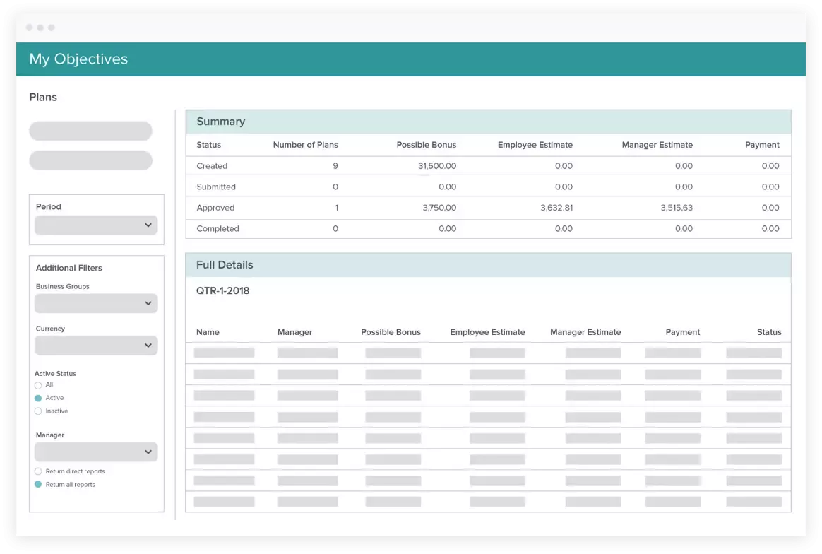 Xactly Objectives MBO Dashboard