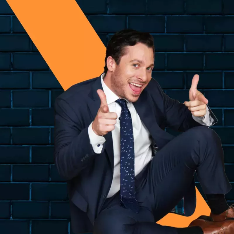 image of Ross Pomerantz (A.K.A. Corporate Bro) gesturing with two thumbs up