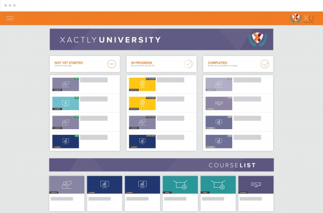 Xactly University Purple UI Layout