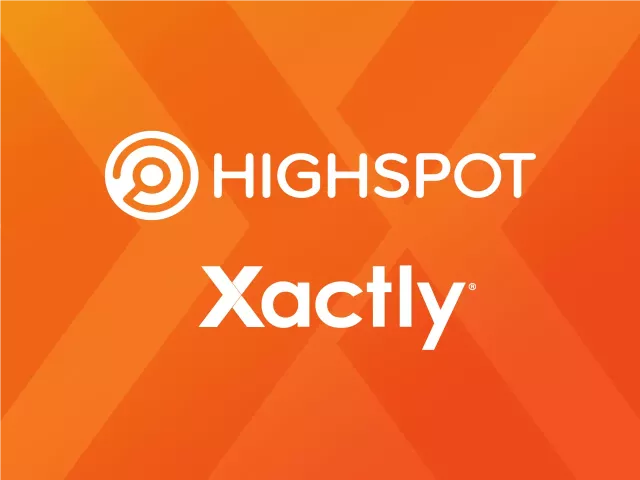 Highspot and Xactly logos in white on orange background