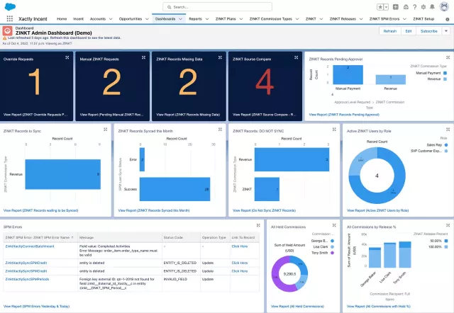 Xactly Incent-CRM Native admin dashboard