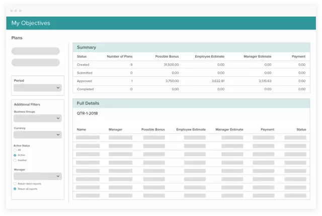 Xactly Objectives MBO Dashboard
