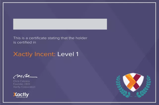 Xactly University Certificate: Incent Level 1